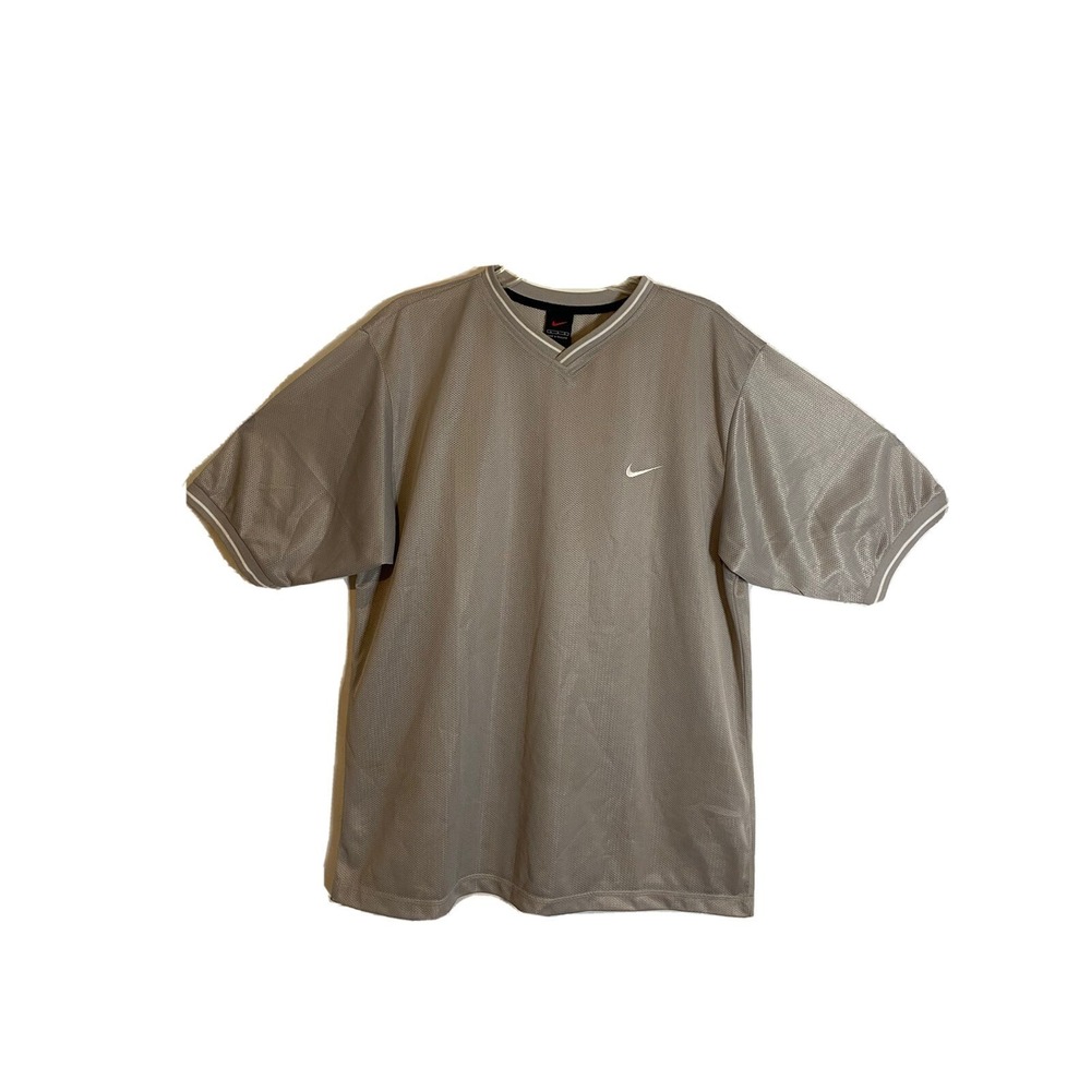 Nike Jersey Pullover Shirt Short Sleeve Polyester Gray Large